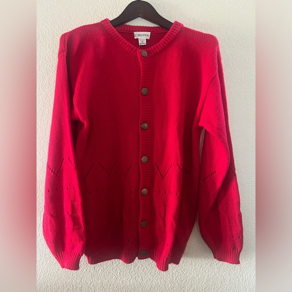 Vintage Red Button Up Sweater - Picture 1 of 3